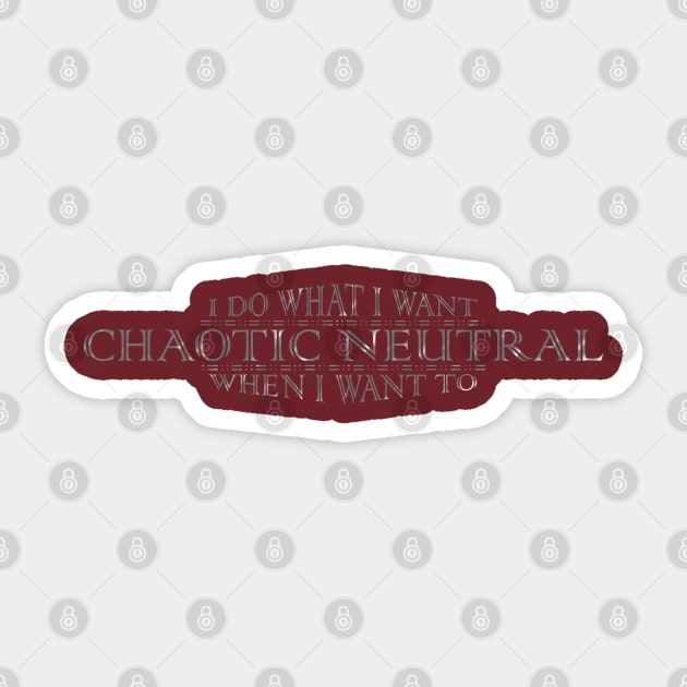 CHAOTIC NEUTRAL Alignment Sticker by DamageTwig